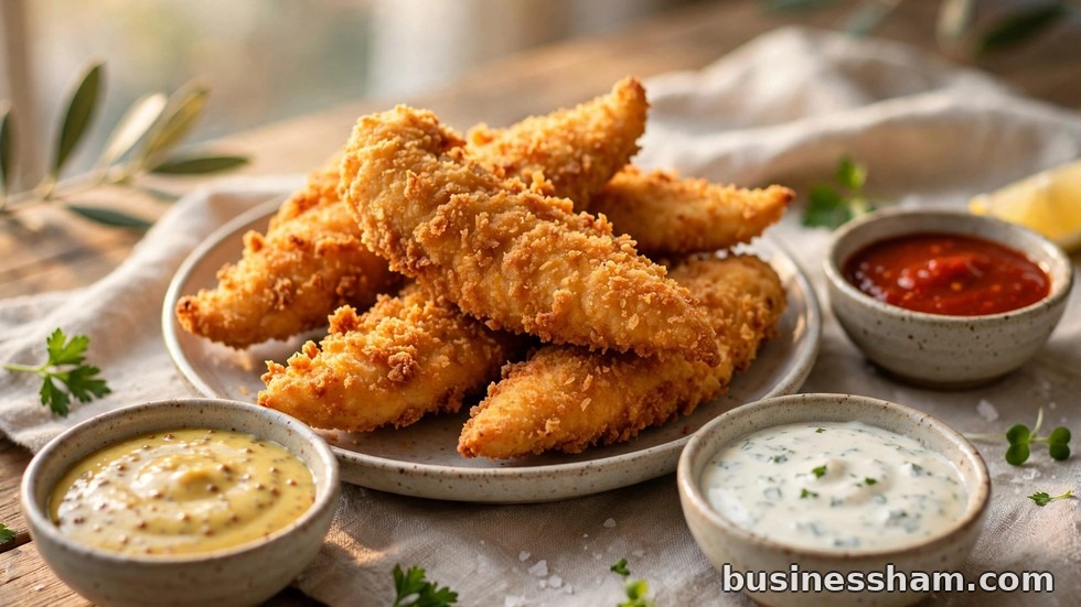 Golden Whataburger chicken tenders with small bowls of dipping sauces