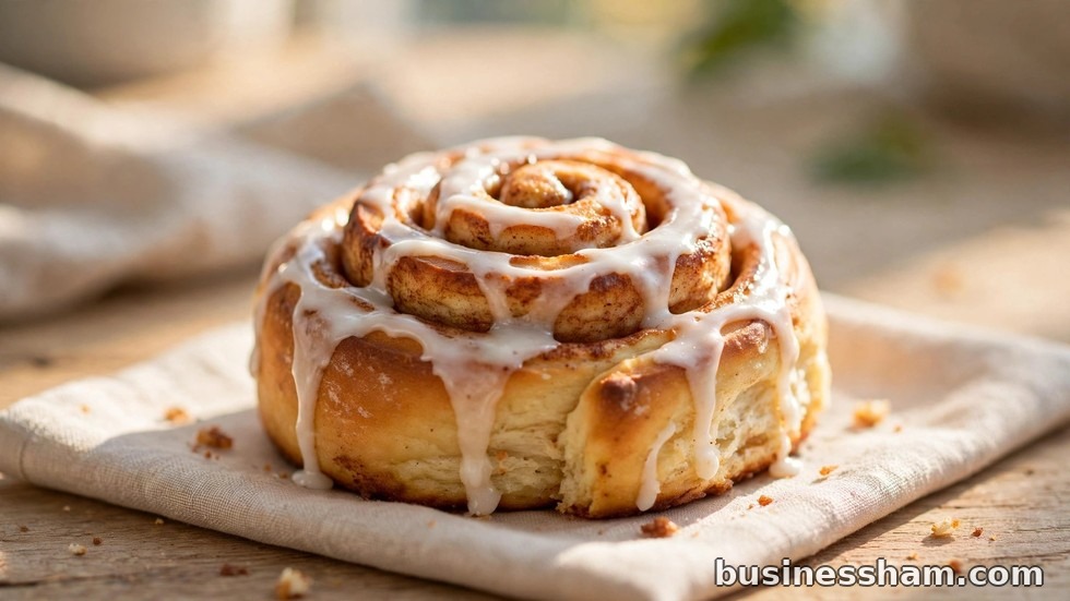 A warm Whataburger cinnamon roll with dripping icing