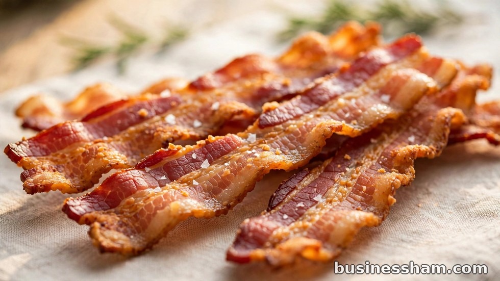 Crispy bacon strips close-up showing texture