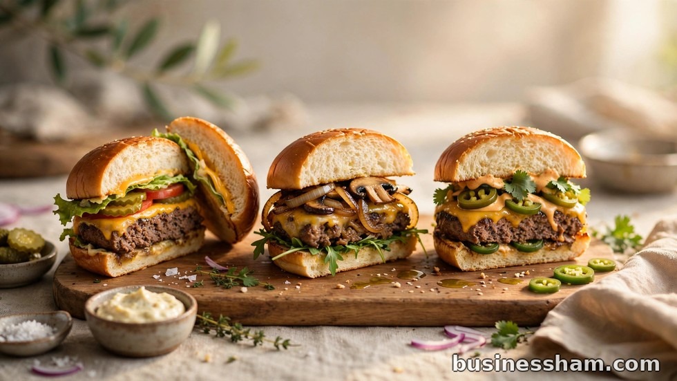 A burger taste test setup with two burgers on a tray